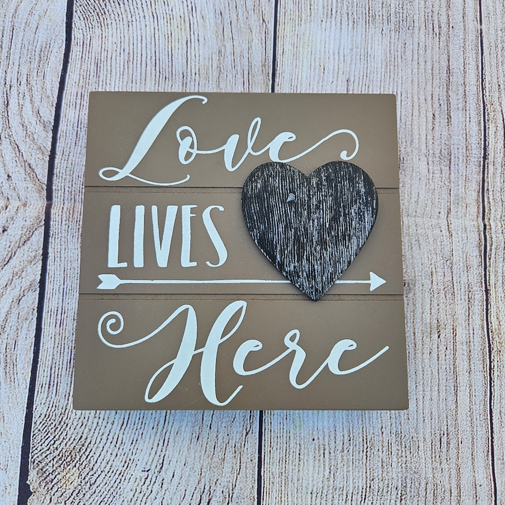 "Love Lives Here" Wall Decor - Brown and Black